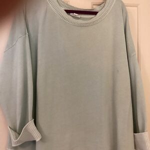Mint green cotton sweater with beautiful trim
